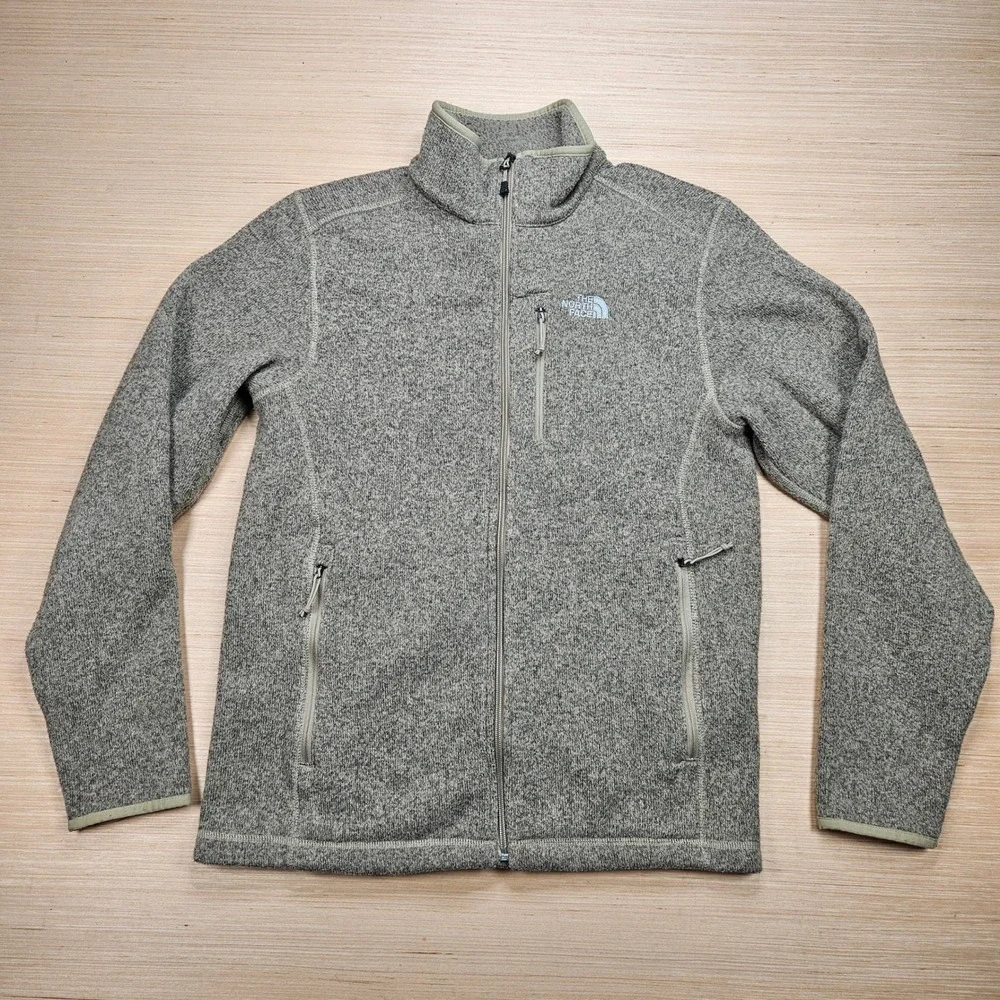The North Face Gordon Lyons Jacket Mens M Gray Full Zip Fleece Sweater Hiking